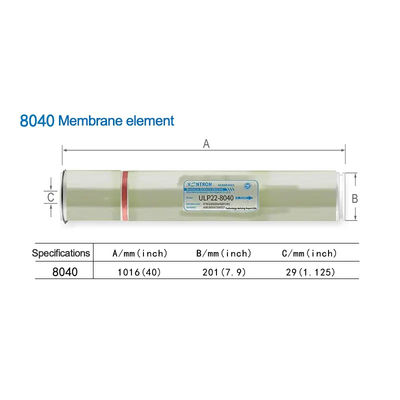 Purificación de agua Vontron industrial 4040 8040 Membranas de ósmosis inversa