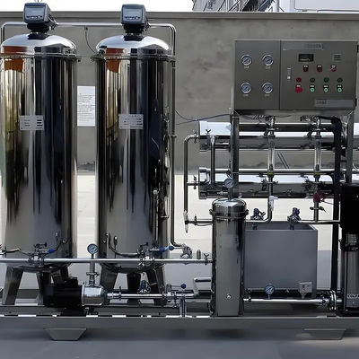 1TPH 2xSS304 Tanques Planta de agua de ósmosis inversa para el tratamiento de agua pura RO comercial