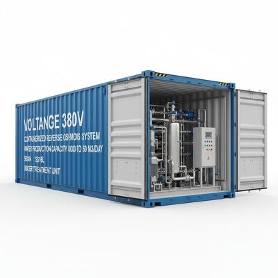 Voltage 380V Containerized Reverse Osmosis System Water Production Capacity 000 To 50 SS304 SS316L Water Treatment Unit