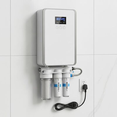Diseño montado en la pared 110V 60Hz del filtro mineral alcalino compacto del sistema de tratamiento de agua de ósmosis inversa 800 GPD