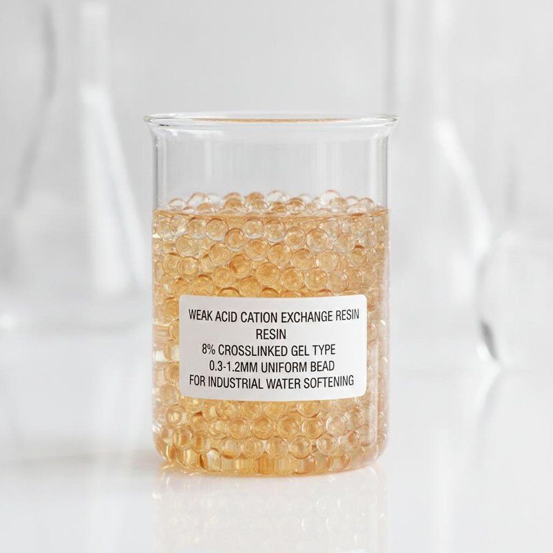 Weak Acid Cation Exchange Resin 8% Crosslinked Gel Type 0.3-1.2mm Uniform Bead for Industrial Water Softening