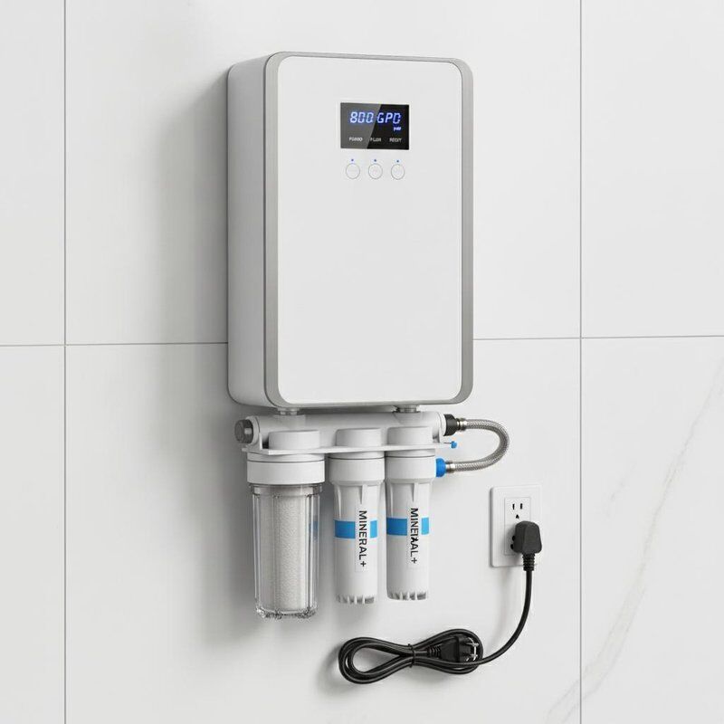 Diseño montado en la pared 110V 60Hz del filtro mineral alcalino compacto del sistema de tratamiento de agua de ósmosis inversa 800 GPD